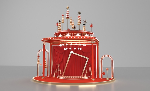 Internet Red Card Point Week Celebration Christmas New Year Meichen Circus Stage 3d model