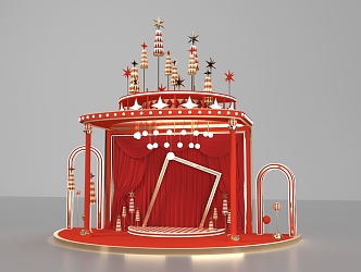 Internet Red Card Point Week Celebration Christmas New Year Meichen Circus Stage 3d model