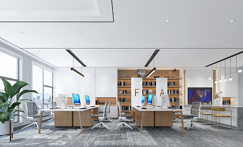 modern public office area office 3d model