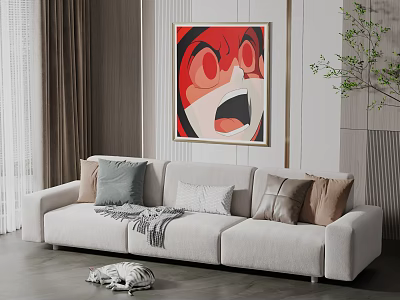 Modern three-seat sofa multiplayer sofa 3d model