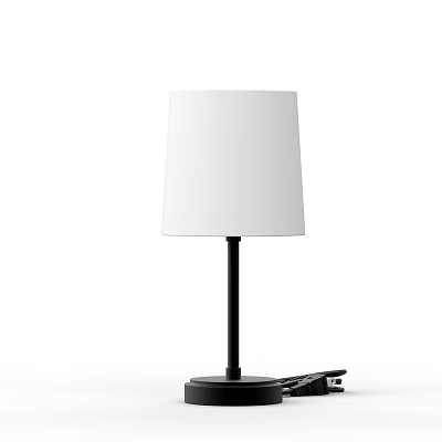 Modern Minimalist Table Lamp With White Lampshade And Black Stem Base 3d model