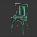 Vintage Wooden Leisure Chair With Slatted Back Curved Legs And Solid Wood Seat