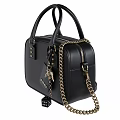 Small Burgundy Furla Leather Handbag With Chain Strap And Gold Hardware