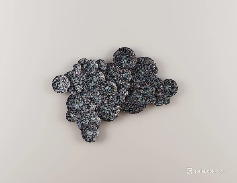 Modern Wall Decor With Speckled Textured Circular Dark Blue Gray Elements 3d model 