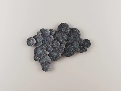 Modern Wall Decor With Speckled Textured Circular Dark Blue Gray Elements 3d model
