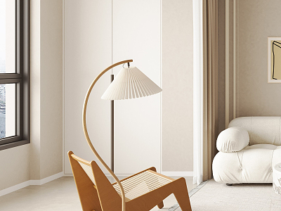 Modern Leisure Chair Floor Lamp Log Side Corner 3d model