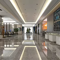 Modern Sales Office Interior With Housing Model Bookshelves Crystal Chandelier And Marble Floor