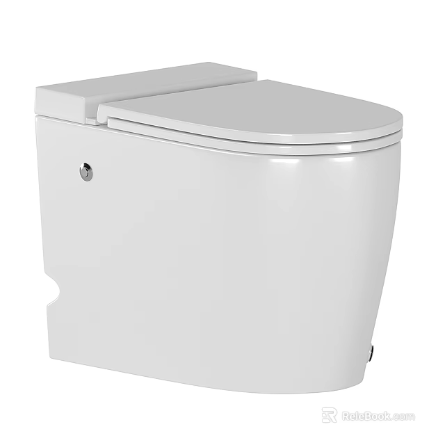 Modern White Toilet With One Piece Design And Sleek Surface Features Flushing Button 3d model 