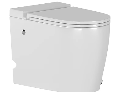 Modern White Toilet With One Piece Design And Sleek Surface Features Flushing Button 3d model