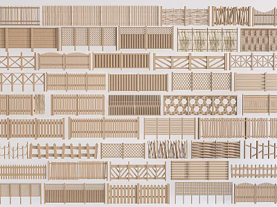 Various Wooden Fence Designs With Different Patterns And Styles For Outdoor Use 3d model