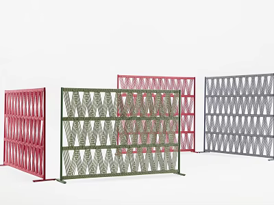 Stylish Modern Metal Room Dividers For Interior With Multicolor Geometric Patterns 3d model