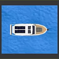 3D Model Of A Modern Yacht Floating On Blue Water