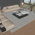 Liang Zhitian Sofa Coffee Table Combination 3d model