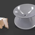 Technology Exhibition Hall Showcasing 3D Printed Elephant Model And Silver Disc
