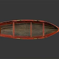 Red Wooden Small Boat Classic Water Transport Vessel with Simple Design