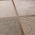Square Rugs Featuring Circular Patterns Geometric Lines And Wavy Designs In Neutral Hues 3d model