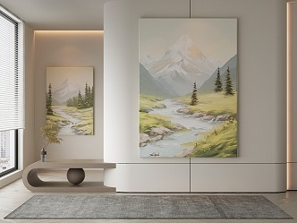 Quiet Landscape Painting Decorative Painting 3d model