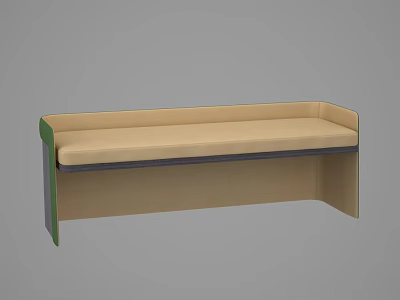 Beige Modern Ottoman With Upholstered Surface Green Edges And Black Base 3d model