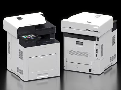 Two White Multifunctional Office Printers with Digital Control Panel and Efficient Functions 3d model