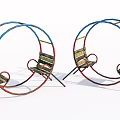 Colorful Outdoor Chair with Circular Frame Striped Seat and Metal Stand
