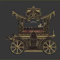 Ancient Ornate Carriage With Golden Decorations Traditional Style Multi Layered Structure And Large Wheels