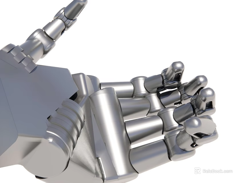 Metallic Robotic Hand With Detailed Articulated Joints And Mechanical Structure 3d model 