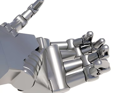 Metallic Robotic Hand With Detailed Articulated Joints And Mechanical Structure 3d model