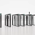 Modern Automatic Turnstiles As Public Facilities With Glass Doors And Black Frames