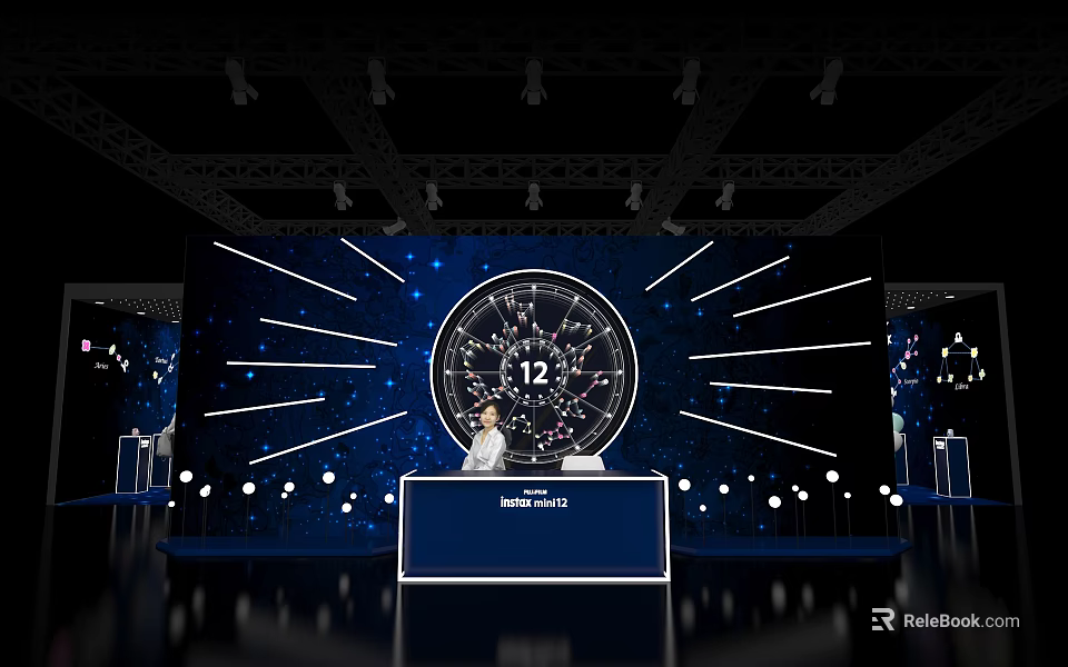 Event Stage Setup With Host 12 Zodiac Background Screen Lighting Decorations 3d model 