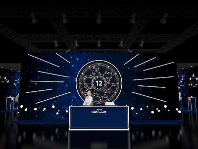 Event Stage Setup With Host 12 Zodiac Background Screen Lighting Decorations 3d model