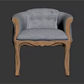 Light Blue Single Sofa with Curved Wooden Arms Button Tufted Backrest and Wooden Legs