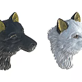 Modern Animal Head Wall Decor with Black White Sculptures and Yellow Ears