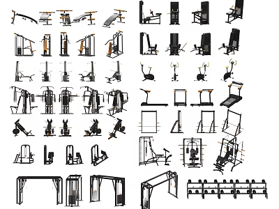 Sports Equipment Collection With Various Gym Machines And Fitness Training Tools 3d model
