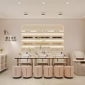 Modern Warm Pastel Beauty Nail Salon Interior Design With Practical Workstations And Clear Product