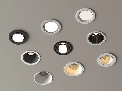 Downlights and Spotlights in Various Styles and Colors for Modern Indoor Lighting 3d model