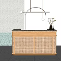 Nordic rattan front desk information desk hotel front desk homestay front desk 3d model