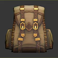 Stylish Leather Backpack With Brown And Yellow Design Metal Buckles And Multiple Utility Pockets