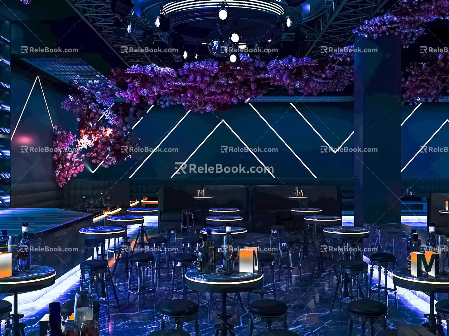 Modern Bar Qingba Bistro Bar Tacker Block Area Bar Counter Cashier Bar Cabinet Card Block Stage 3d model