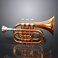 Glossy Golden Trumpet With Silver Valves As Home Decoration Piece