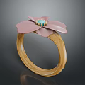 Cute Flower Shaped Daily Use Decorative Item With Pink Petals Blue Stone And Wooden Ring