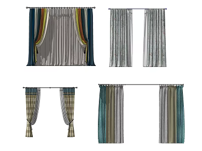 Stylish Curtains with Various Patterns and Colorful Designs for Home Decoration 3d model