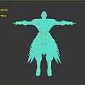 3D Warrior Character In Silver Intricate Armor With Winged Details And Outstretched Arms