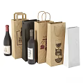 Assorted Wine Paper Bags With Grape Wine Glass Art And Wine Bottles
