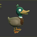 Cartoon 3D Duck Character With Green Head Yellow Beak And Orange Feet