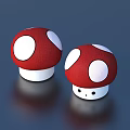 Two Red Mushroom Shaped Dolls With White Spots And Smiling Faces 3d model