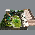 Charming Guesthouse Building With Courtyard Lush Greenery Stone Pathway And Red Tile Roof