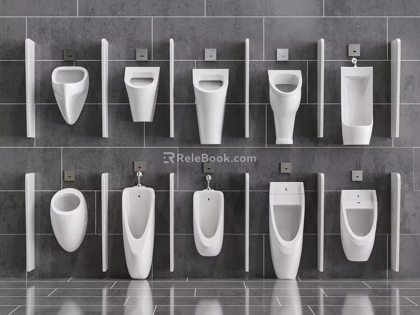 Modern urinal public urinal combination 3d model