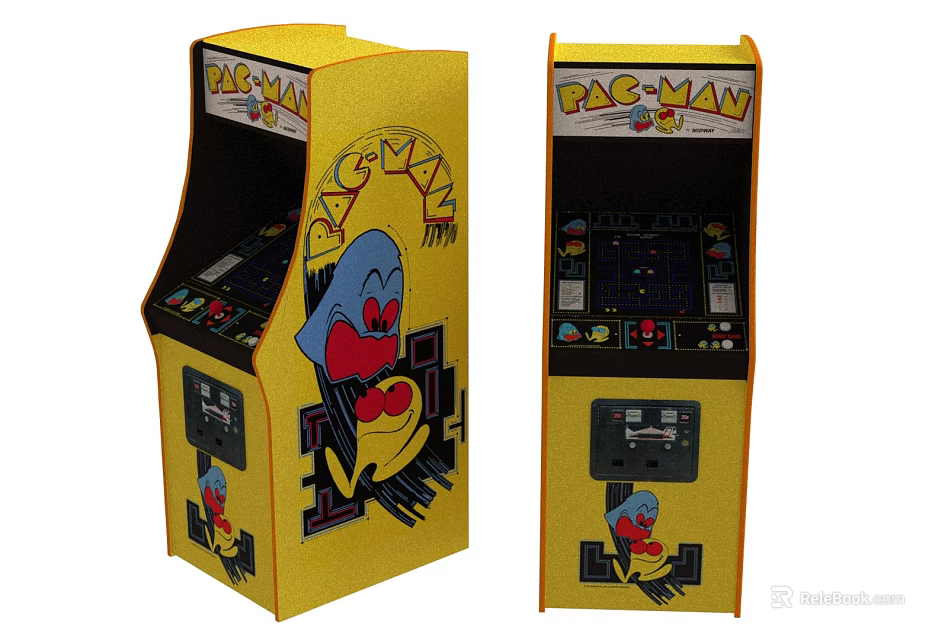 Yellow PAC-MAN Arcade Machine Classic Entertainment Appliance With Retro Game Design And Colorful Graphics 3d model 