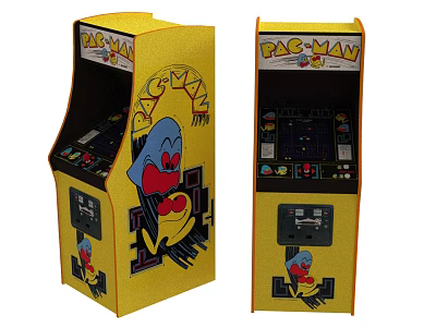 Yellow PAC-MAN Arcade Machine Classic Entertainment Appliance With Retro Game Design And Colorful Graphics 3d model