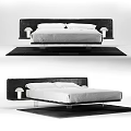 Modern Platform Bed With Black Headboard White Mattress And Bedside Lamps